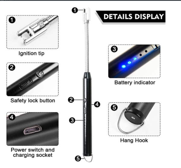 Arc Lighter With Usb Charging | Safety Switch | Rotate 360