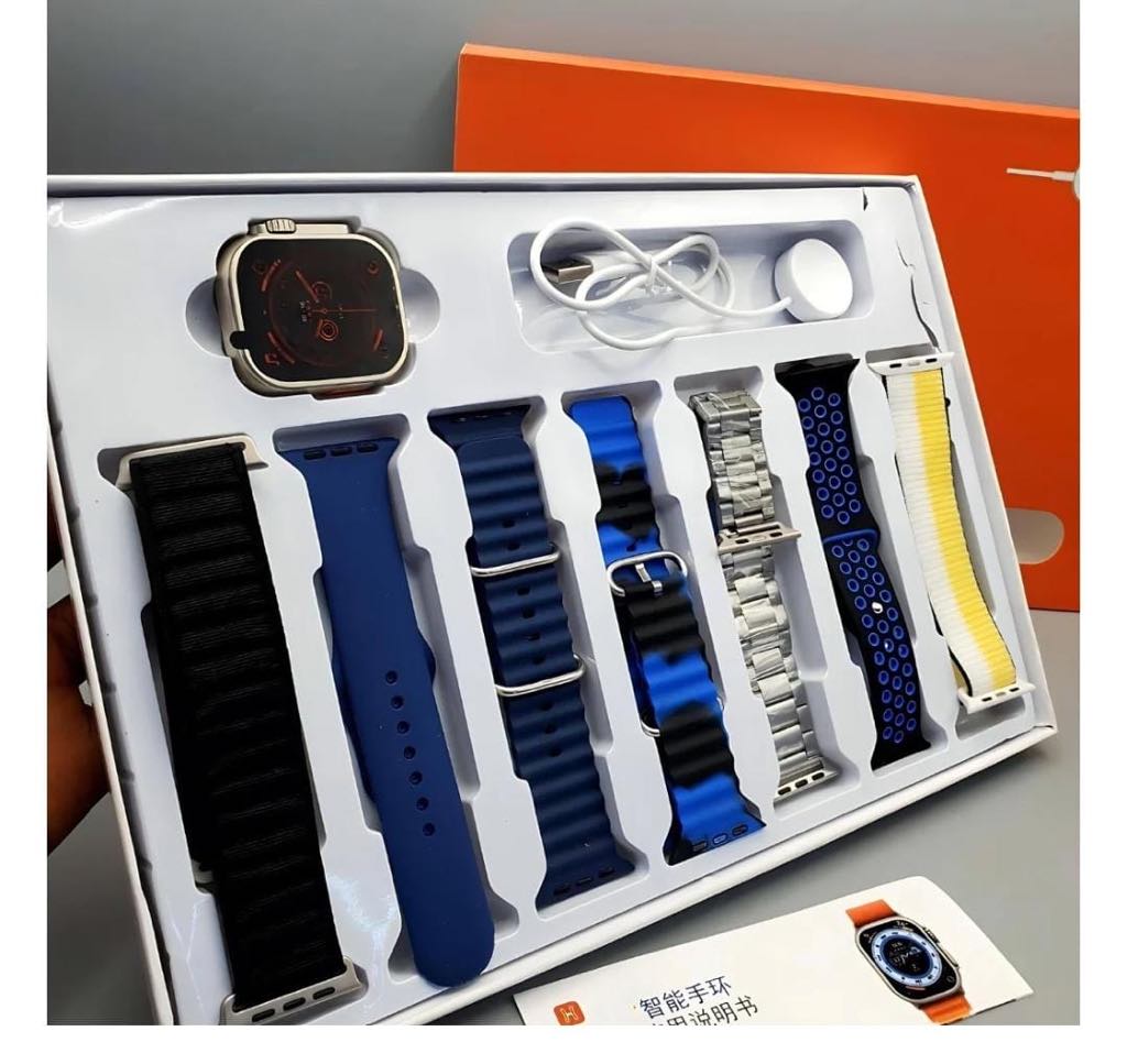 Ultra 7 in 1 Strap Smartwatch 49mm | Series 8 Ultra Smart Watch 49mm with 7 pair Stras | Bluetooth Calling | Sports Mood